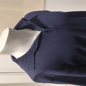 Talbots navy blue merino wool 3 button v-neck sweater. Medium. Shell buttons